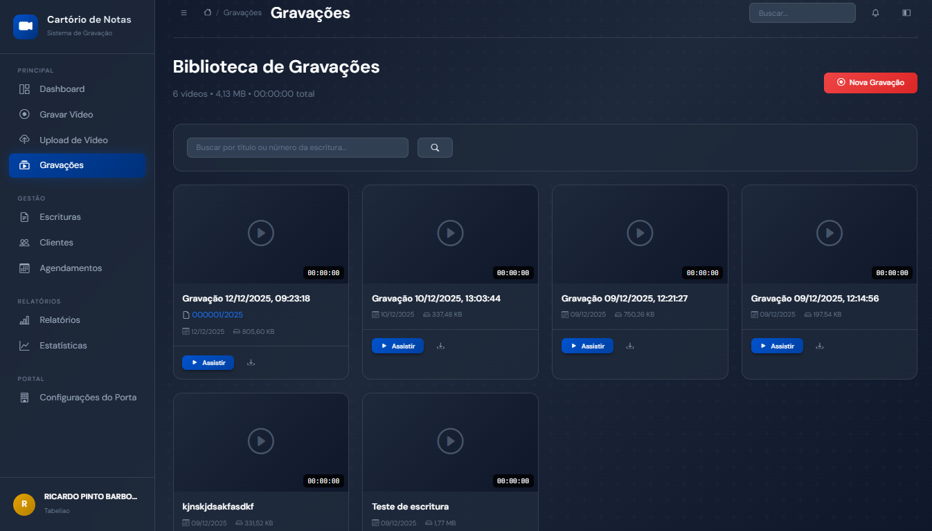 Screenshot de Gravações
